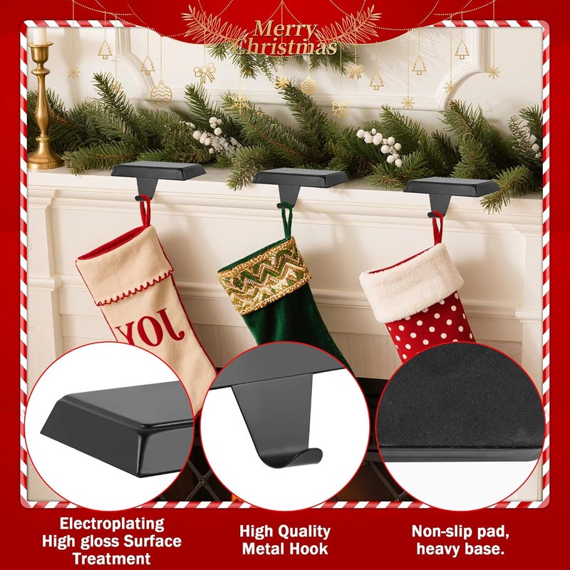 Doitory Christmas Stocking Holder Hanger for Mantle,4 Pack for Xmas Decorations Lightweight and Adjustable for Fireplace Home Decoration - Image 4